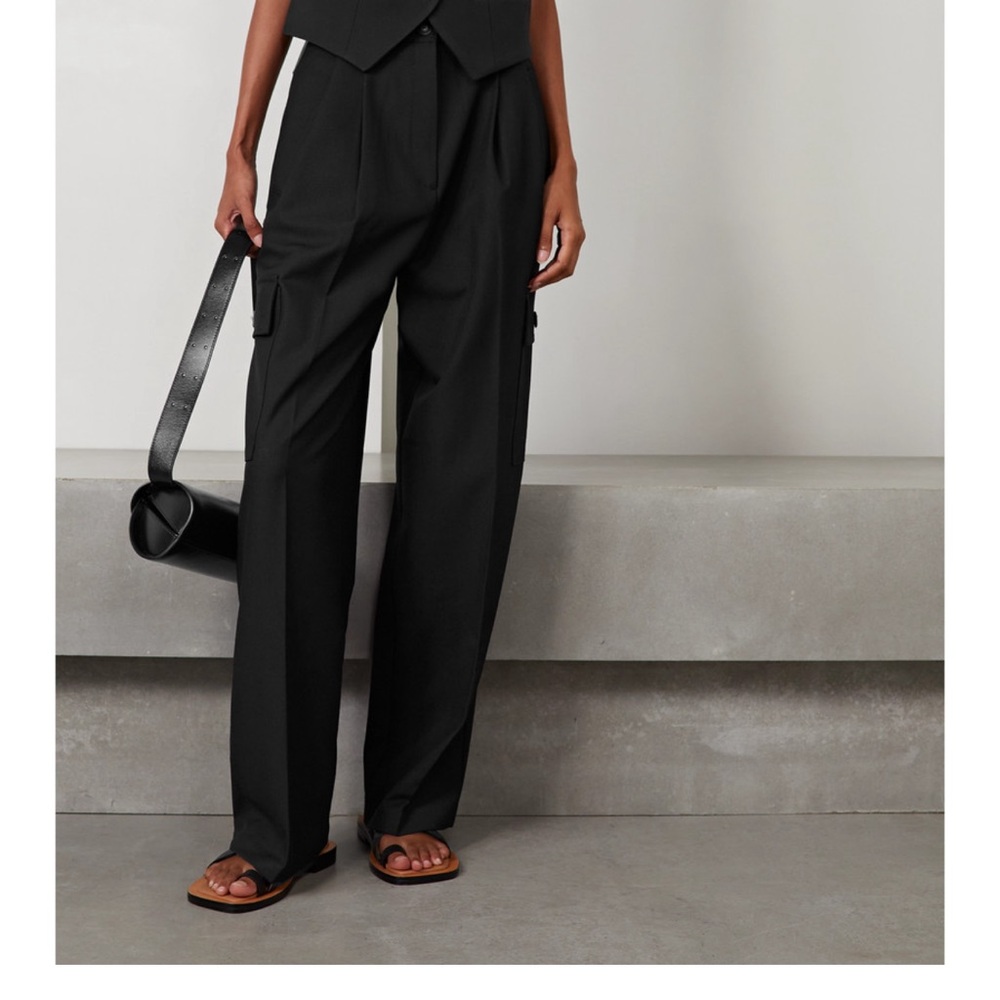Maesa pleated woven wide-leg cargo pants